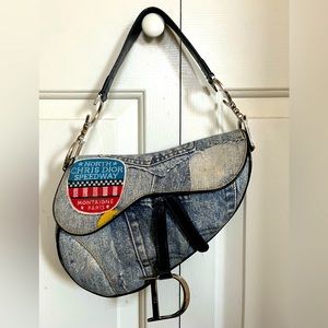 Dior F/W 01 Denim print Saddle Bag
